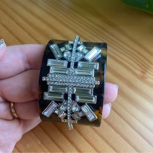 Tortoiseshell Resin Cuff Bracelet with Crystal Embellishment